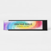 Grüngelb Rot Lila Regenbogenfarben Moderne Schreibtischnamensplakette (Vorderseite )