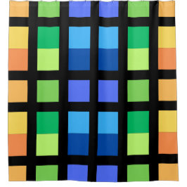 Grüngelbe blaue Minimalplätze Duschvorhang