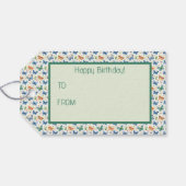 Grüngelbe blaue Schmetterlinge und Blume Geschenkanhänger (Rückseite Horizontal)