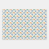 Grüngelbe blaue Schmetterlinge und Blume Geschenkpapier Set (Vorderseite)