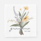 Grüngelbe Blumenhandschrift Großmutter-Blume Serviette (Vorderseite)