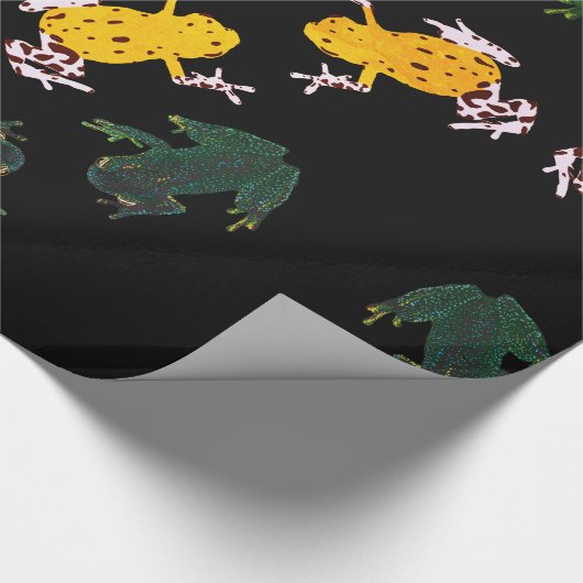 Grüngelbe Frösche Geschenkpapier (Ecke)