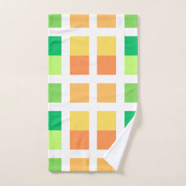 Grüngelbe Minimalquadrate Badhandtuch Set