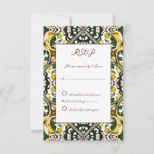 Grüngelbe Mittelmeerfliesen Hochzeit RSVP Karte (Vorderseite)