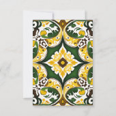 Grüngelbe Mittelmeerfliesen Hochzeit RSVP Karte (Rückseite)