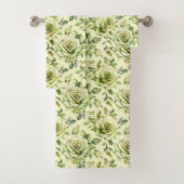 Grüngelbe Rose Olive Chartreuse Limon Badhandtuch Set (Insitu)