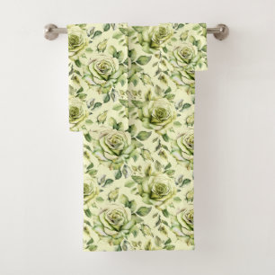 Grüngelbe Rose Olive Chartreuse Limon Badhandtuch Set