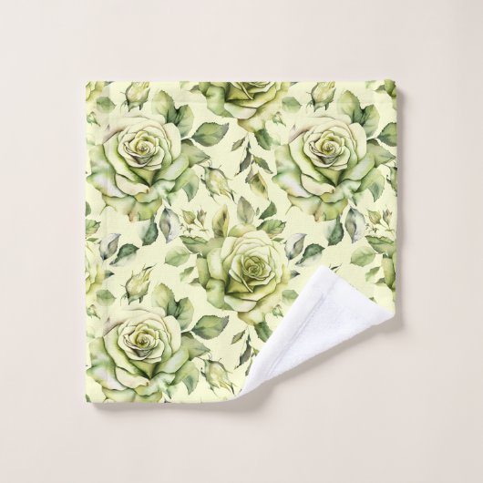 Grüngelbe Rose Olive Chartreuse Limon Badhandtuch Set (Waschlappen)