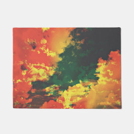 Grüngelbe rote Wolke abstrakte digitale Kunstgesta Fußmatte
