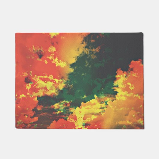 Grüngelbe rote Wolke abstrakte digitale Kunstgesta Fußmatte (Vorderseite)