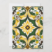 Grüngelbe Vintage Talavera-Kachelhochzeit Einladung (Rückseite)