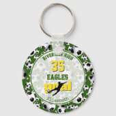 Grüngelbe weiße Schulmannschaft Geißelmädchen Fußb Schlüsselanhänger (Vorderseite)