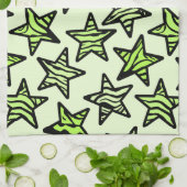 Grüngelbe Zebra-Sterne Küchentuch (Gefaltet)