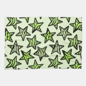 Grüngelbe Zebra-Sterne Küchentuch (Horizontal)
