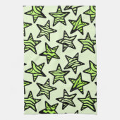 Grüngelbe Zebra-Sterne Küchentuch (Vertikal)