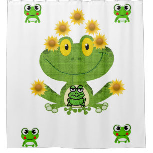Grüngelber Frosch Kinderduschvorhang weiß Duschvorhang