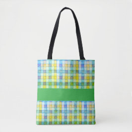 Grüngelber Gingham Tosack Tasche