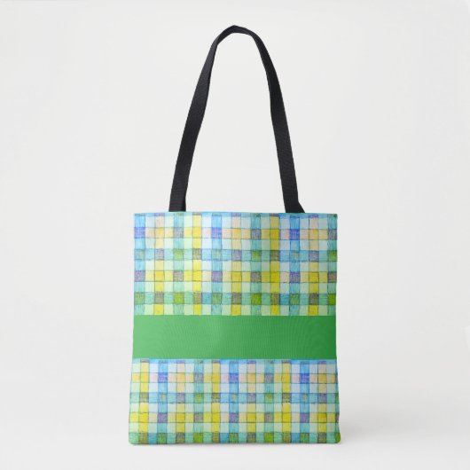 Grüngelber Gingham Tosack Tasche (Vorderseite)