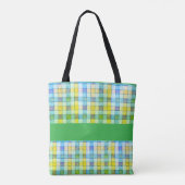 Grüngelber Gingham Tosack Tasche (Rückseite)