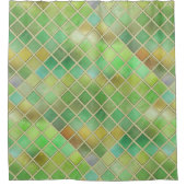 Grüngelbes Mosaikdesign Duschvorhang (Vorderseite)