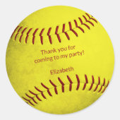 grungelgelber Softball Vielen Dank Runder Aufkleber (Vorderseite)