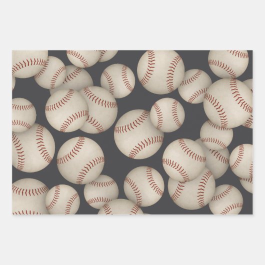 grungenhafte Baseballs Softballs, die das Set von Geschenkpapier Set (Vorderseite)