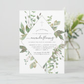 Grüngeometrische Taufe oder Weihnachten Einladung (Stehend Vorderseite)