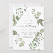 Grüngeometrische Taufe oder Weihnachten Einladung (Vorderseite)