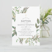 Grüngeometrische Taufe oder Weihnachten Einladung (Stehend Vorderseite)
