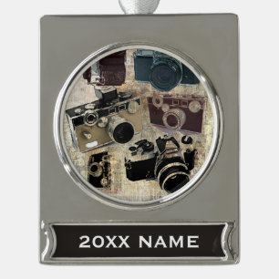 Grungephotograph-Fotografie Vintage Kamera Banner-Ornament Silber