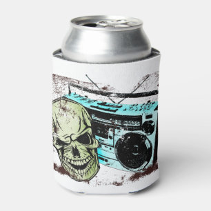 Grungeschädel, der zu einem retro 80erboomkasten dosenkühler