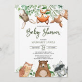 Grüngeschlecht neutrale WOODLAND Baby Shower Invit Einladung (Vorne/Hinten)