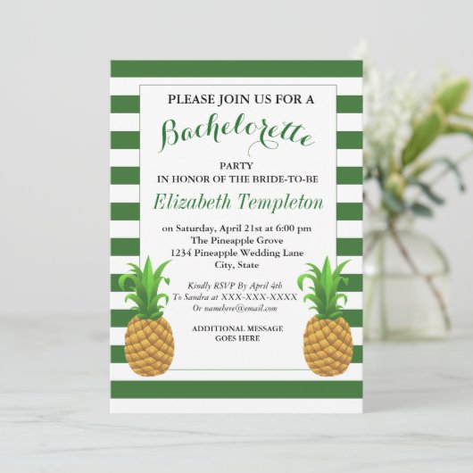Grüngestrickter Ananas Einladung (Stehend Vorderseite)