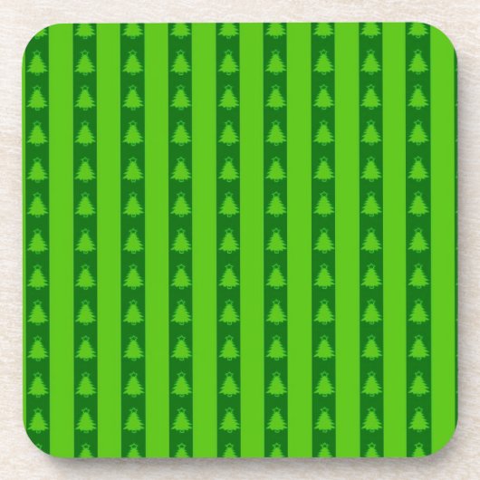Grüngestricktes Weihnachtsbaummuster Getränkeuntersetzer (Vorderseite)