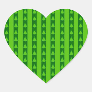Grüngestricktes Weihnachtsbaummuster Herz-Aufkleber