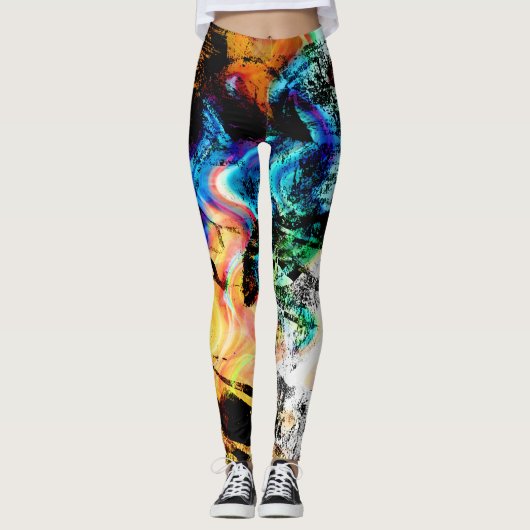 Grungey Farben-Spritzer-abstraktes Muster Leggings (Vorderseite)