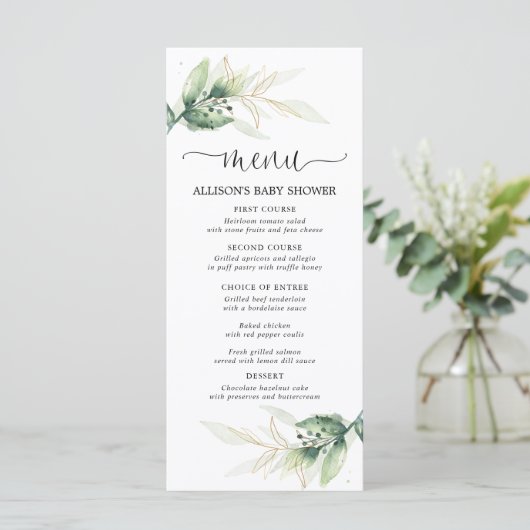 Grüngold Blätter einfache moderne Duschkarte Programm (Stehend Vorderseite)