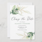 Grüngold einfach Ändern Datum Hochzeit Einladung (Vorderseite)