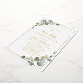 Grüngold erste heilige Kommunion Folieneinladung (Gedreht)