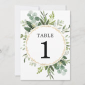 Grüngold Eukalyptus 5"x7"-Tischnummern Einladung (Vorderseite)
