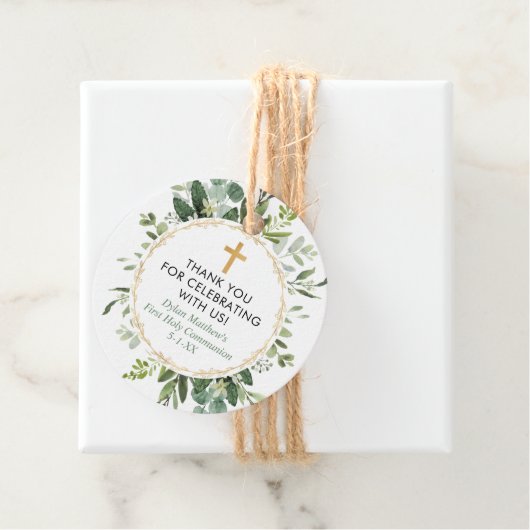 Grüngold Eukalyptus erste Kommunion Taufe Geschenkanhänger (Beispiel)