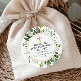 Grüngold Eukalyptus erste Kommunion Taufe Geschenkanhänger