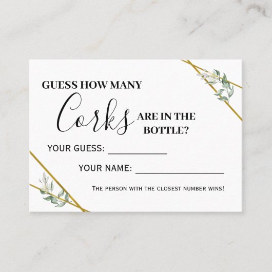 Grüngold Wie viele Korken zweisprachige Spielkarte Platzkarte (Vorderseite)