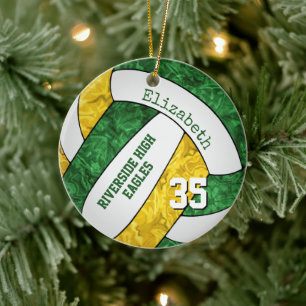 Grüngoldfarben der Freundvolleyballmannschaft Keramik Ornament