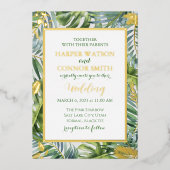 Grüngoldfolie Blätter Folieneinladung (Vorderseite)