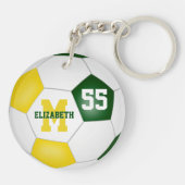 Grüngoldgelbe Mannschaftsfarben Fußball-Taschentas Schlüsselanhänger (Rückseite)