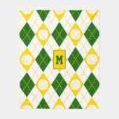 Grüngoldvolleyball-Mannschaftsfarben Raute Muster Fleecedecke (Vorderseite)