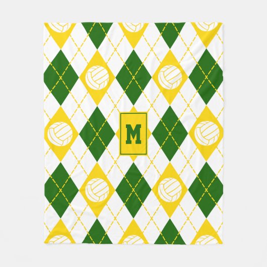 Grüngoldvolleyball-Mannschaftsfarben Raute Muster Fleecedecke (Vorderseite)