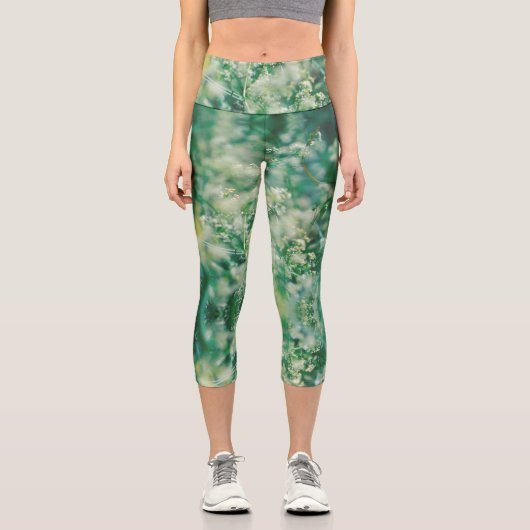 Grüngras Blätter Blume Pflanze Natur Capri Leggings (Vorderseite)