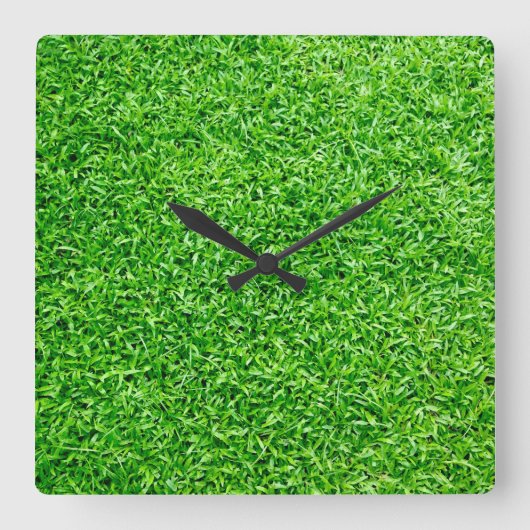 Grüngras Quadratische Wanduhr (Vorderseite)